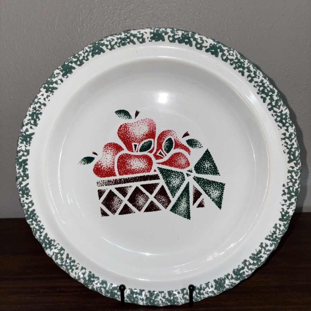House Of Lloyd Pie Plate Dish Apples Basket Country Farmhouse Vintage 1993